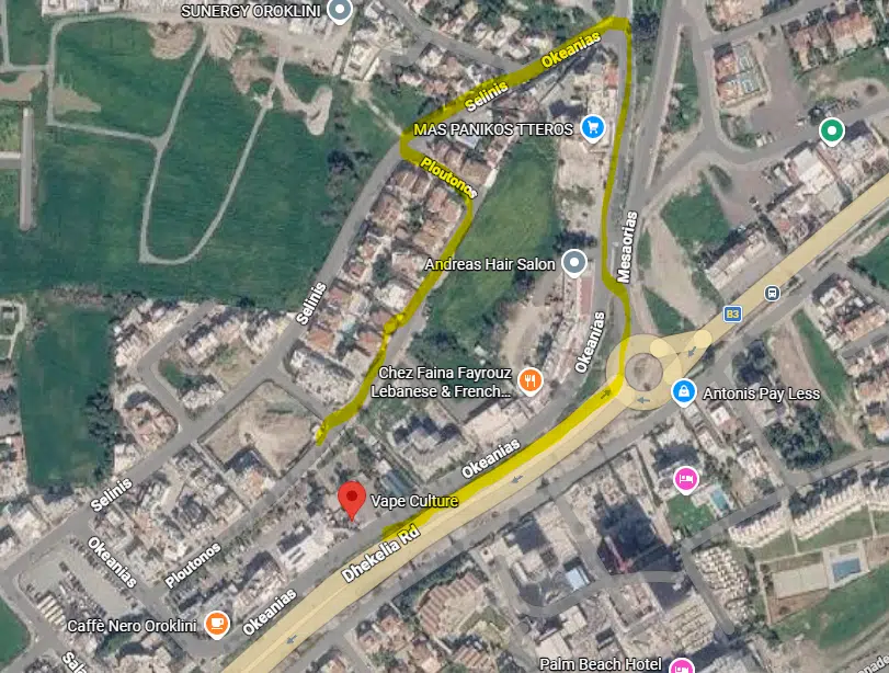 Vape Culture Oroklini Map - Access to shop during roadworks